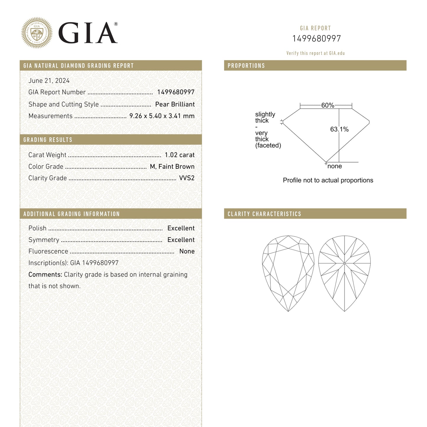 1.02ct 9.26x5.40x3.41mm GIA VVS2 M Pear Brilliant π¨π¦ 25220-01