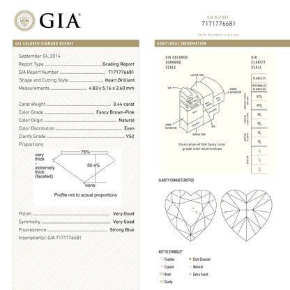 0.44ct 4.83x5.16x2.60mm GIA VS2 Fancy Deep Brown-Pink Heart Brilliant 🇦🇺 24154-01