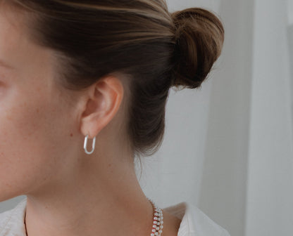 Oval Hinge Hoop Earrings
