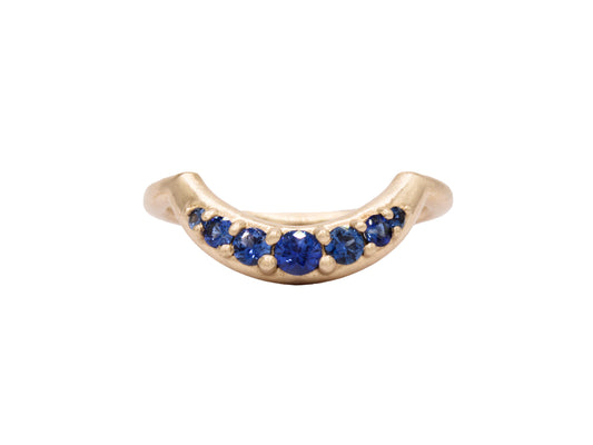 Blue Sapphire Crescent Band