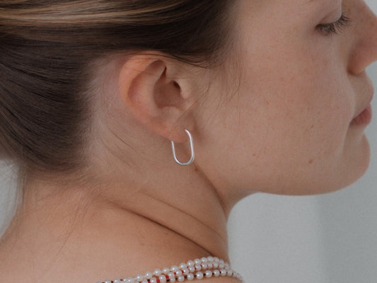 Oval Hinge Hoop Earrings